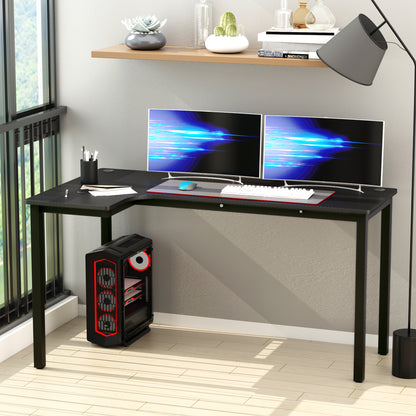 Toviba 145cm Black Left Hand L Shapedd Gaming Desk With Cable Management Holes