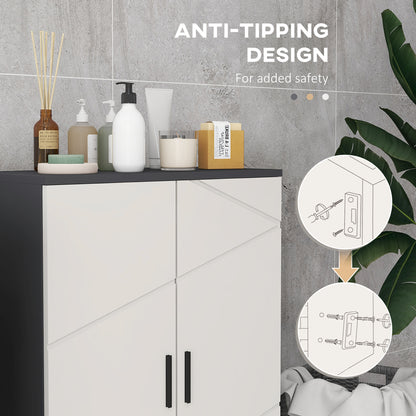 Lususa Sasu Compact Grey Bathroom Storage Cabinet With 2 Doors Adjustable Shelves And Soft Close Design