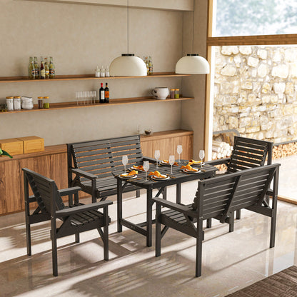 Masera 6 Seater Grey Wooden Outdoor Dining Set With Umbrella Hole Table