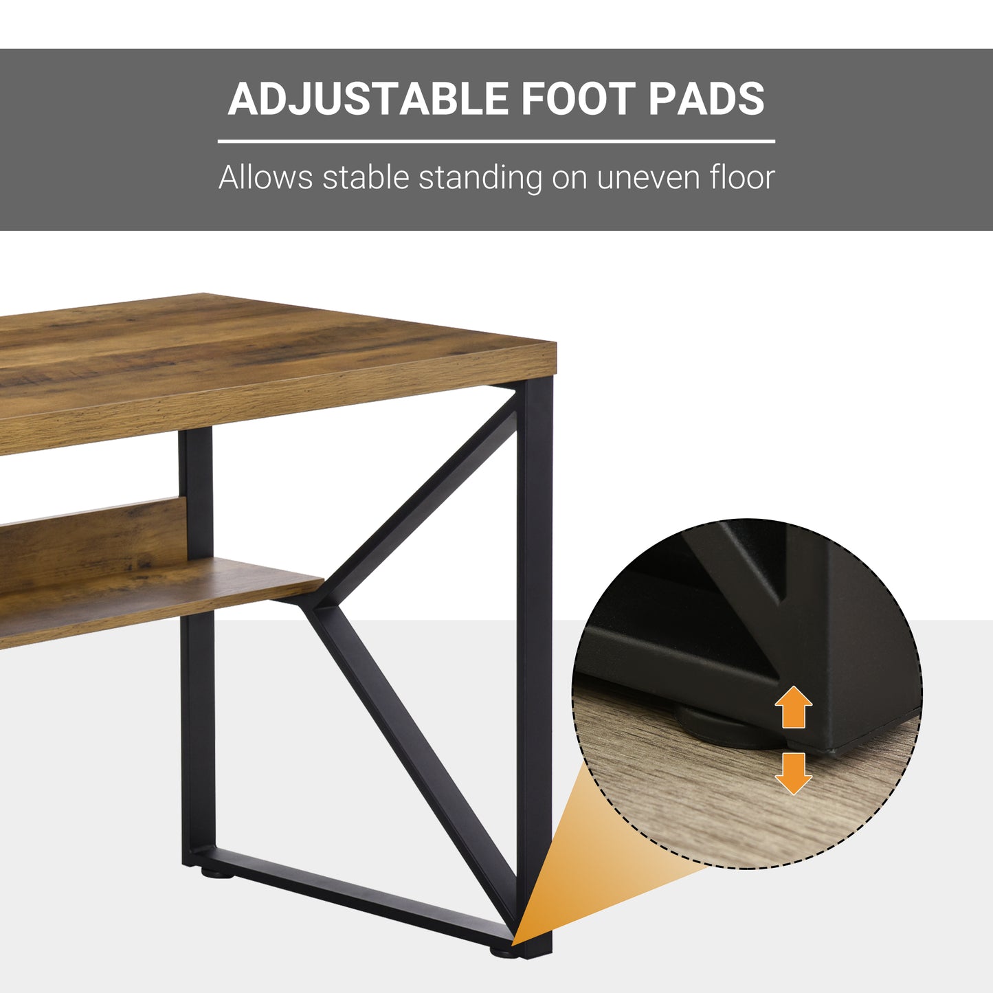Filudi 120cm Wooden Black Brown Wood Effect Desk With Storage Shelving