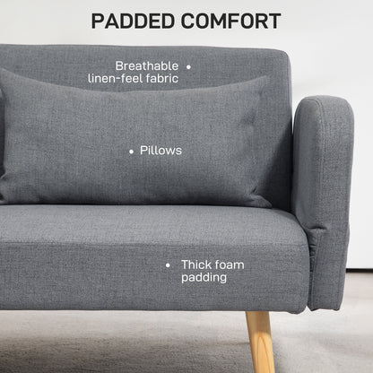 Torive Nove Grey 2 Seater Click Clack Sofa Bed With Cushions