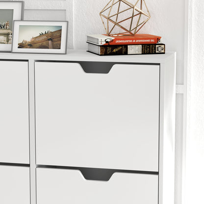 Toyo Wooden White Shoe Cabinet With 4 Flip Drawers for 16 Pairs