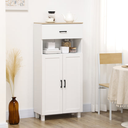 Yoelna 130cm Wooden White Nordic Kitchen Cabinet 1 Drawer 2 Doors And Open Counter