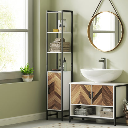 Yove Tall Narrow Bathroom Storage Cabinet With Adjustable Shelves For Multi Room Use