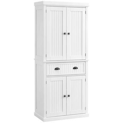 Ellu Soso Wooden White Kitchen Storage Cabinet With Drawer And Adjustable Shelves