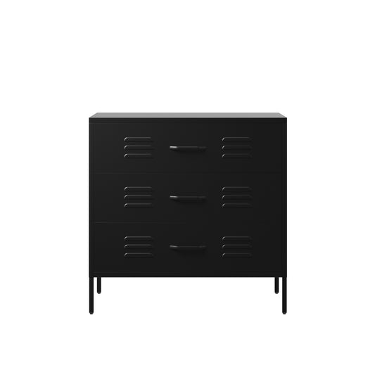 Flamingo Black Metal Storage Chest 3 Drawers