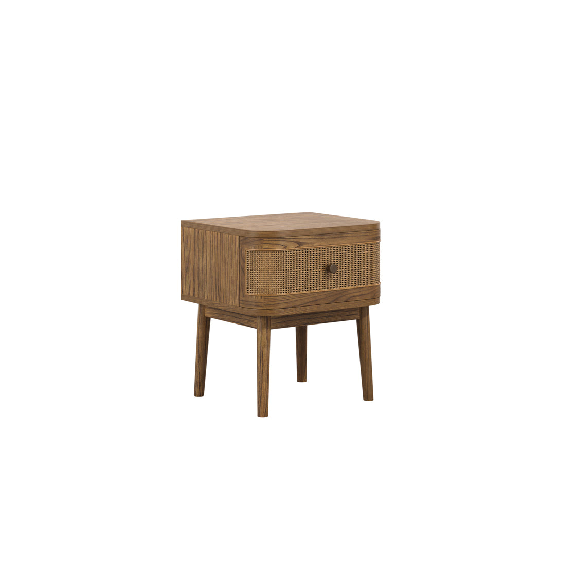 Pasadena Natural Wood and Rattan Bedside Table 1 Drawer
