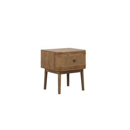 Pasadena Natural Wood and Rattan Bedside Table 1 Drawer