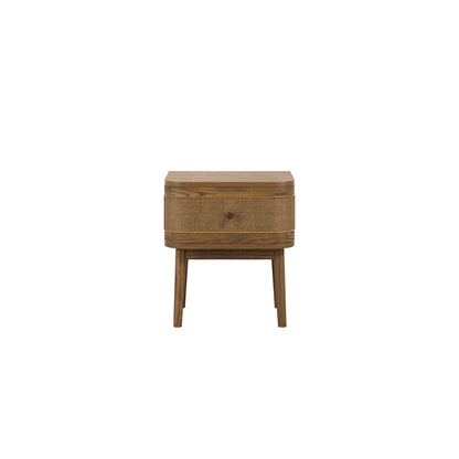 Pasadena Natural Wood and Rattan Bedside Table 1 Drawer