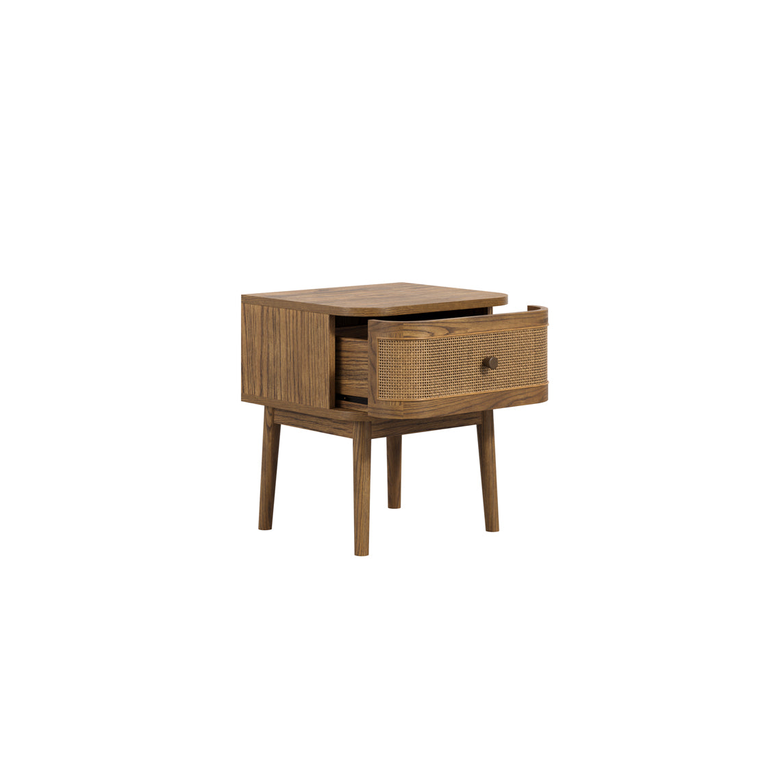 Pasadena Natural Wood and Rattan Bedside Table 1 Drawer