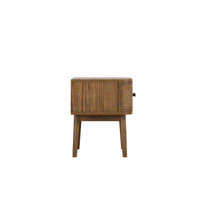 Pasadena Natural Wood and Rattan Bedside Table 1 Drawer