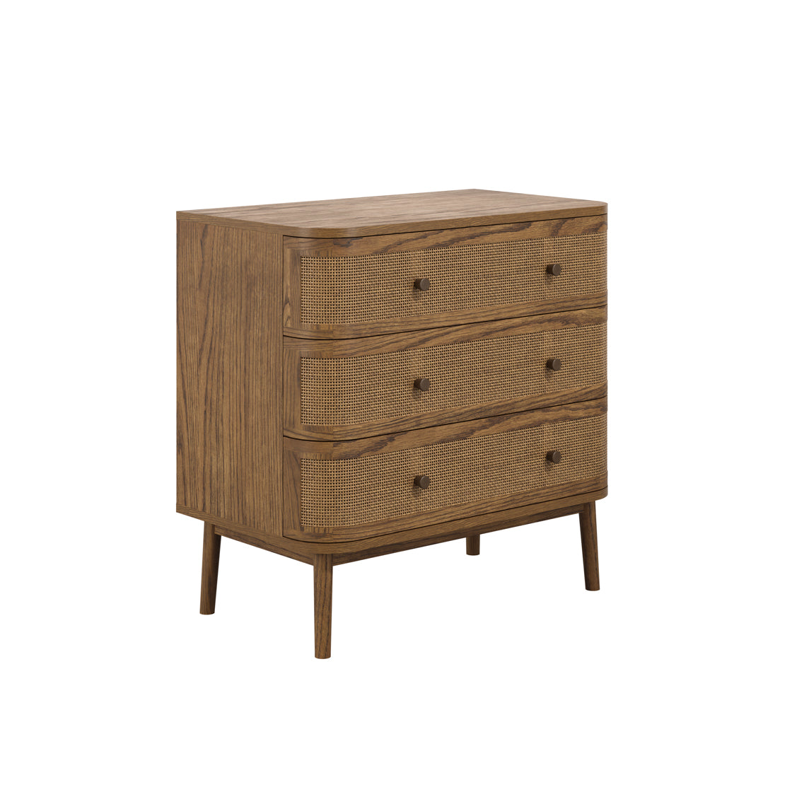 Pasadena Natural Wood and Rattan Storage Chest 3 Drawers