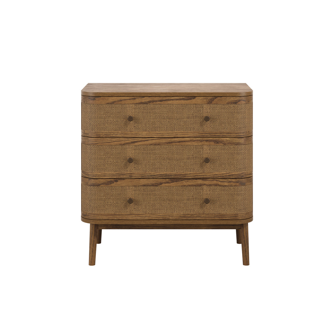 Pasadena Natural Wood and Rattan Storage Chest 3 Drawers