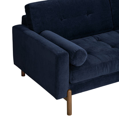 Barella Upholstered Midnight Blue Velvet 3 Seater Sofa