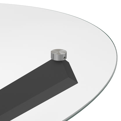 San Sebastian Clear Glass and Black Metal Round Dining Table 4 Seater