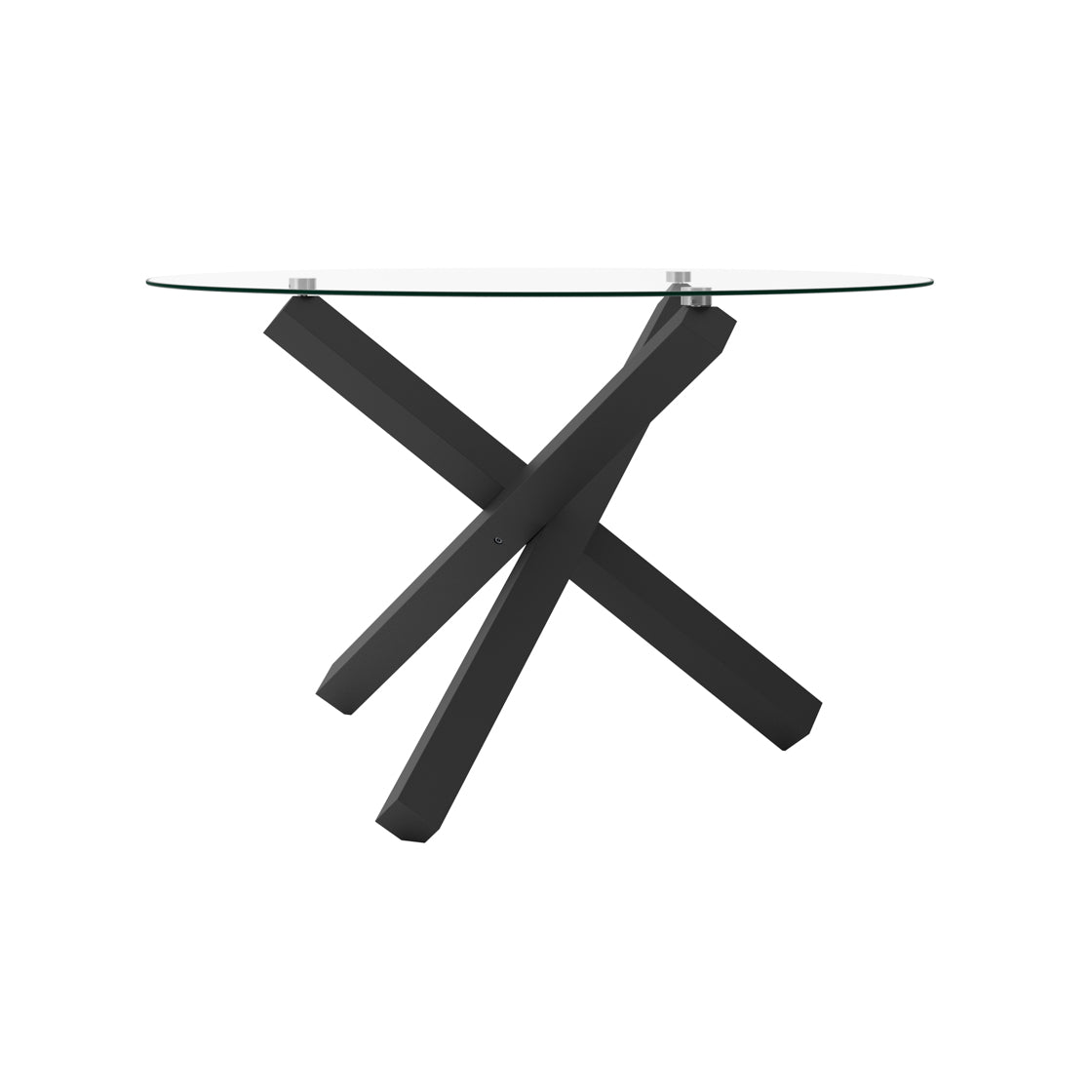 San Sebastian Clear Glass and Black Metal Round Dining Table 4 Seater