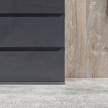 Valo Leha High Gloss Grey 4 Drawer Chest Of Drawers With Modern Storage Design