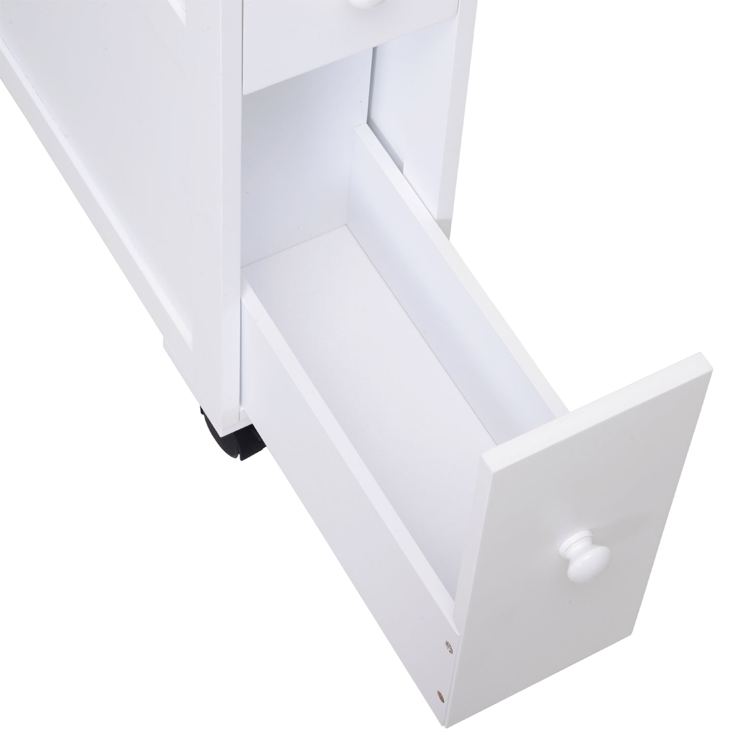 Mine Balu Narrow Rolling Bathroom Storage Unit With 2 Drawers And Wheels