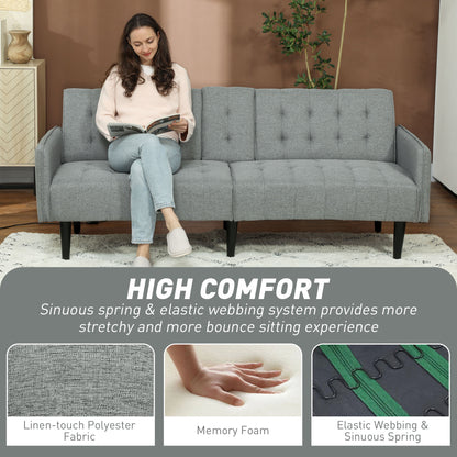 Valo Light Grey Upholstered 3 Seater Sofa Bed Tufted Diamond Pattern