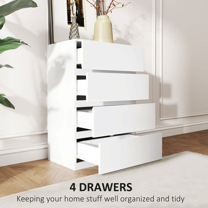 Hama Wooden White 4 Drawer Chest Of Drawers For Bedroom Storage