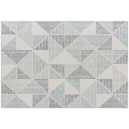 Kela Blue Grey and White Colour Geometric Triangle Non Slip Rug 290 x 200cm
