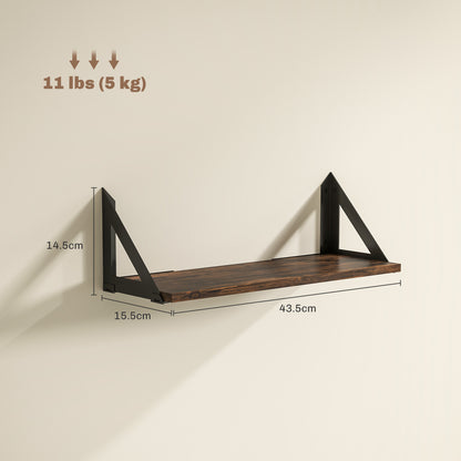 Filozi Wood Rustic Brown Set Of 3 Vintage Style Wall Mounted Shelves 43 cm