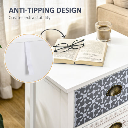 Lodive Set Of 2 Blue Shabby Chic 3 Drawer Bedside Tables With Metal Handles