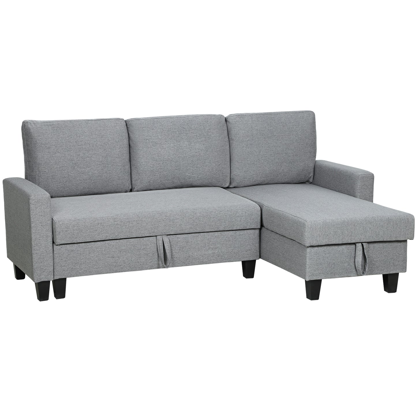 Fima Light Grey Fabric Upholstered 3 Seater Sofa Bed With Storage