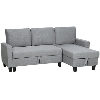 Fima Light Grey Fabric Upholstered 3 Seater Sofa Bed With Storage