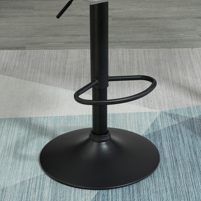 Cotodo Set Of 2 Upholstered Light Grey Adjustable Swivel Bar Stools With Back Support