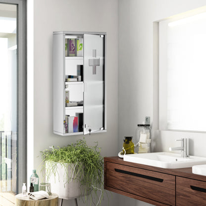 Ranico Hama Wall Mounted Stainless Steel Bathroom Medicine Cabinet With Glass Door And Shelves