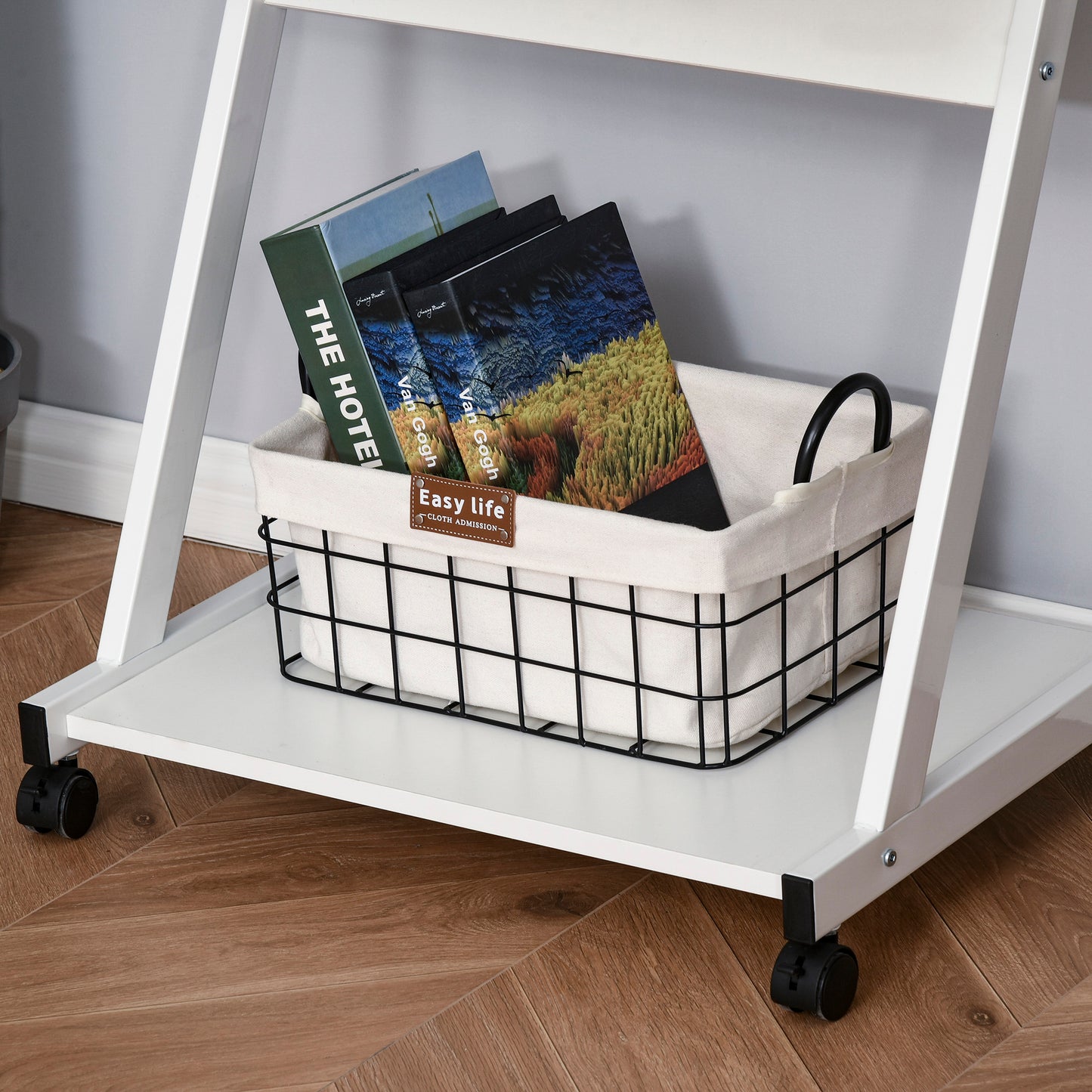 Suel 60cm Wooden White Mobile Z Shaped Desk With Castor Wheels And Sliding Keyboard Tray