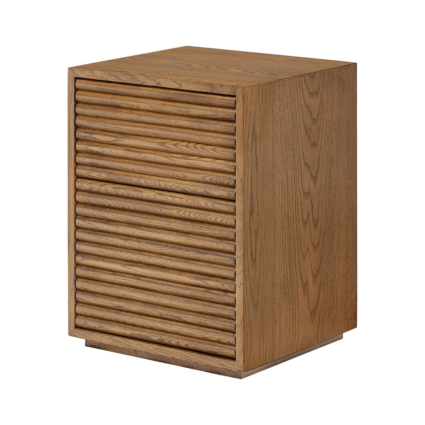 Velagio Natural Oak Ribbed 2 Drawer Bedside Table