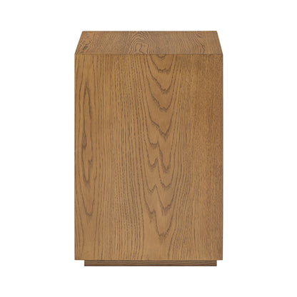 Velagio Natural Oak Ribbed 2 Drawer Bedside Table