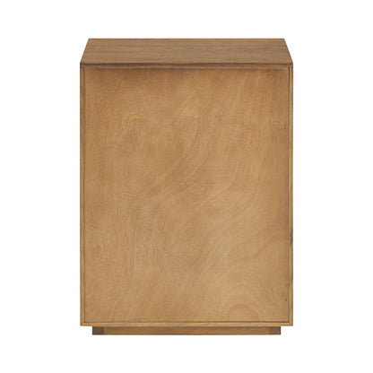 Velagio Natural Oak Ribbed 2 Drawer Bedside Table