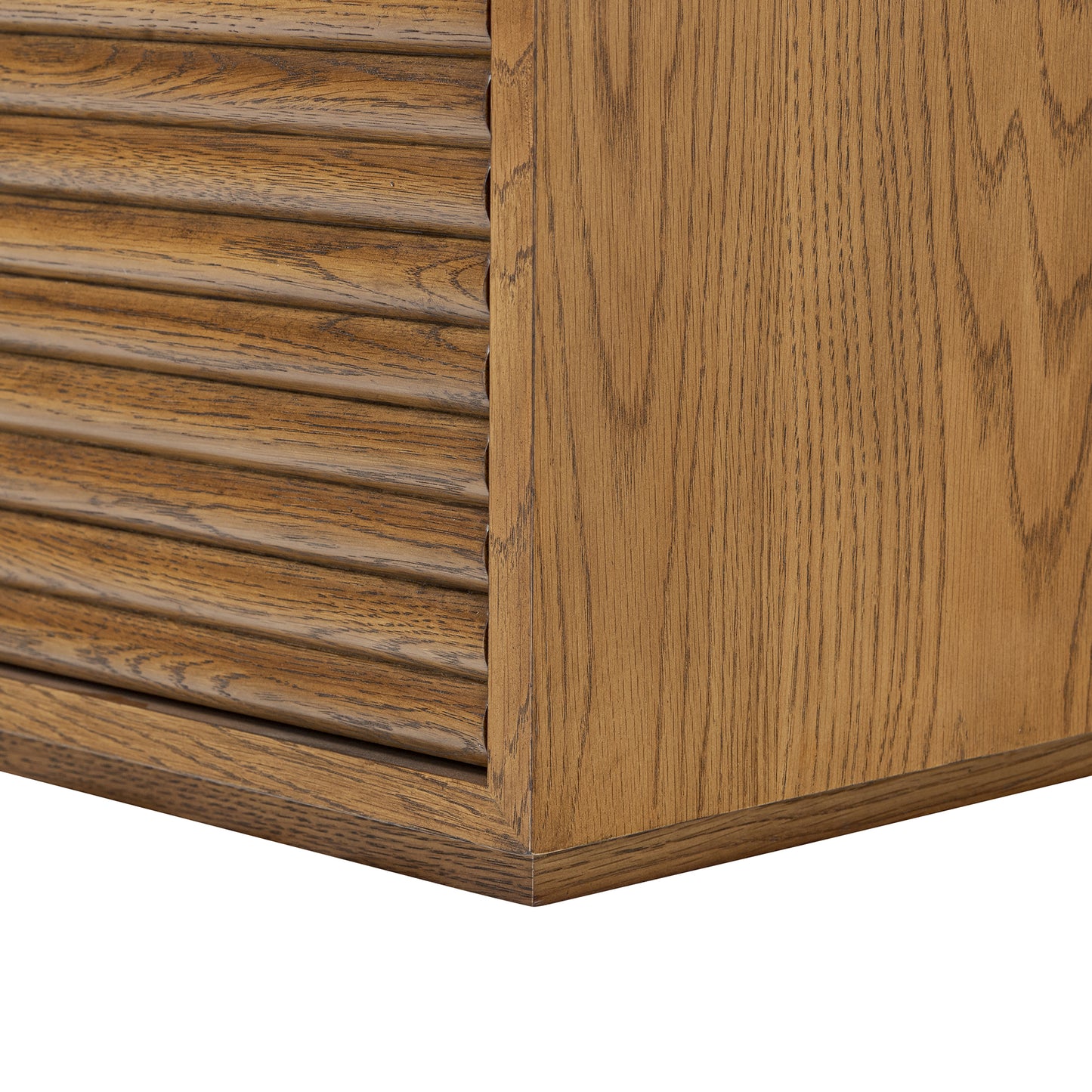 Velagio Natural Oak Ribbed 2 Drawer Bedside Table
