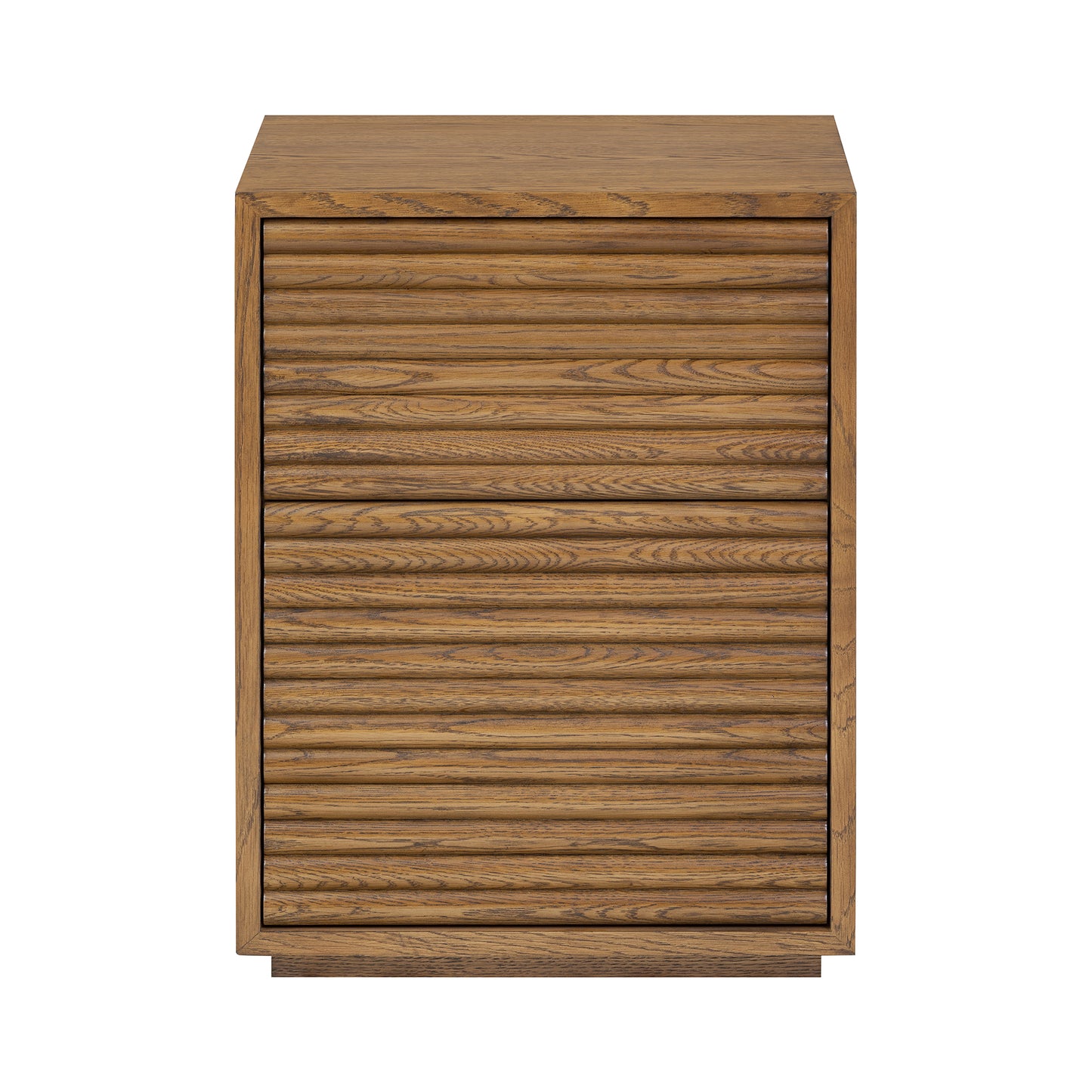 Velagio Natural Oak Ribbed 2 Drawer Bedside Table