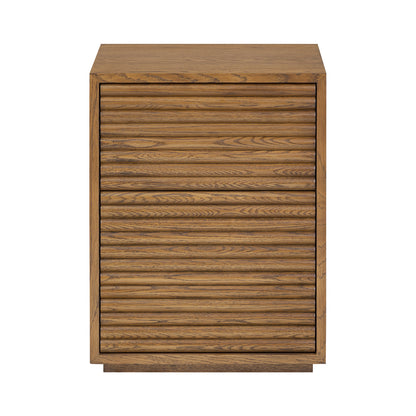 Velagio Natural Oak Ribbed 2 Drawer Bedside Table