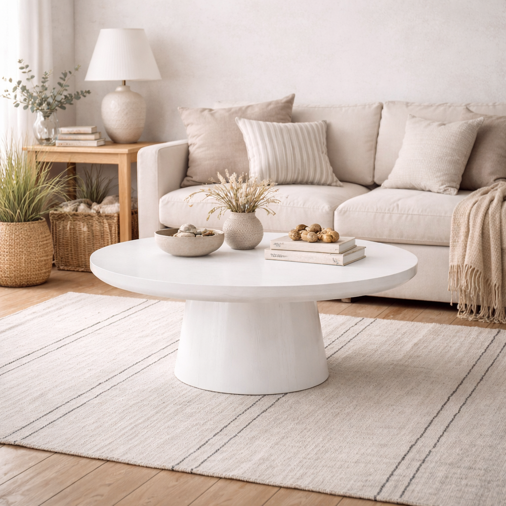 Khali White Wood Veneer Coffee Table