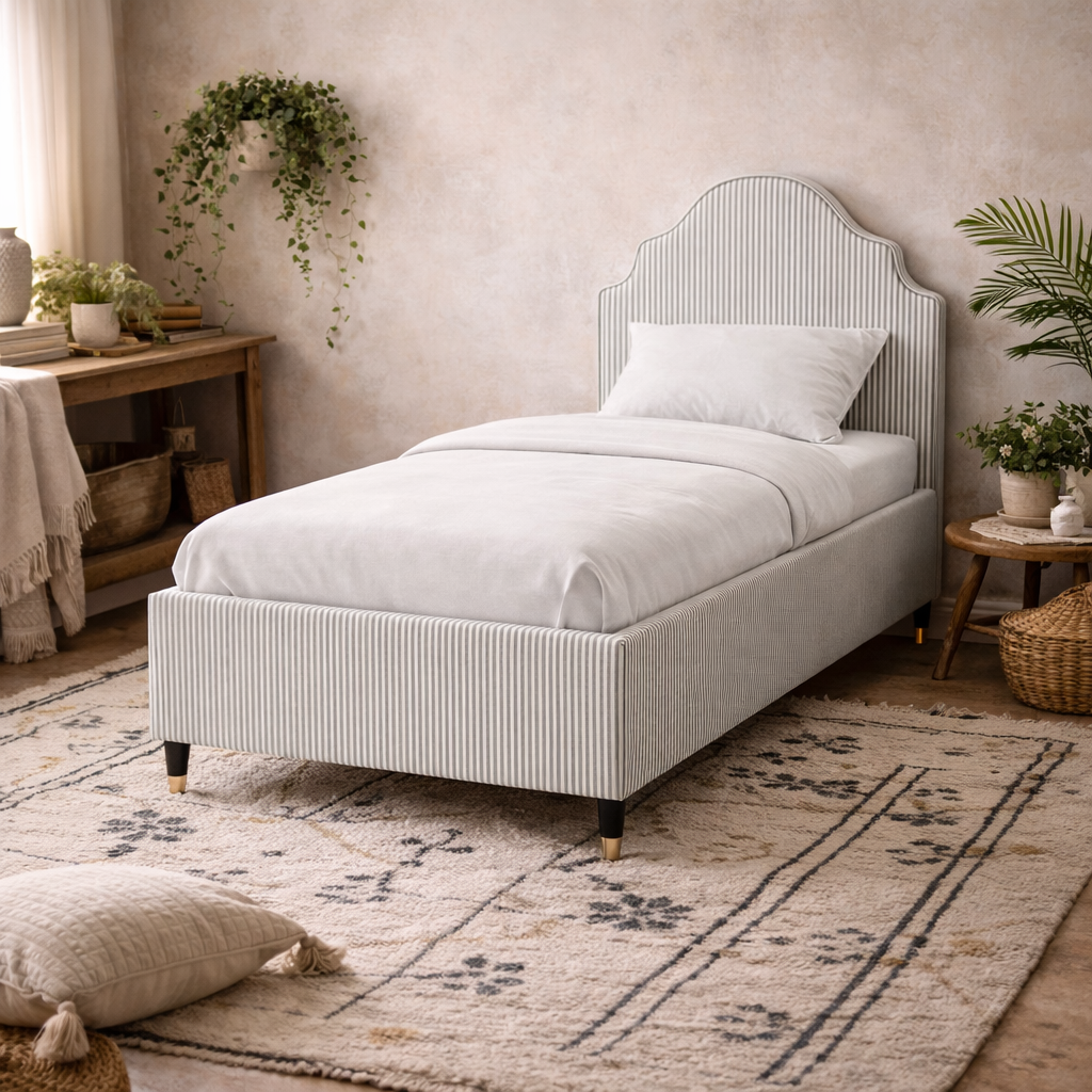 Monterey Grey Thin Stripe Single Bed