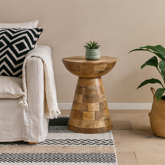 London Natural Mango Wood Mushroom Side Table