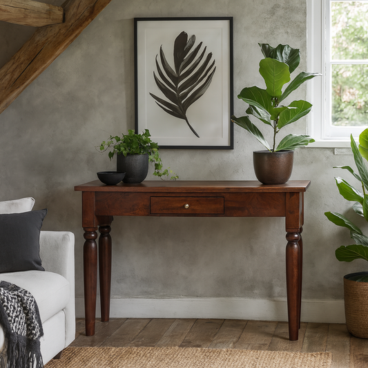 Oxford Mahogany Mango Wood Console Table 1 Drawer