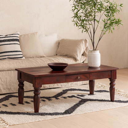 Oxford Mahogany Mango Wood Coffee Table 1 Drawer