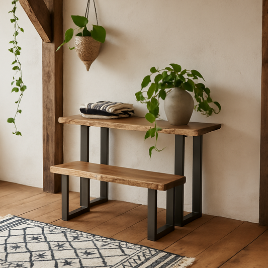Wellington Acacia Wood Live Edge Modern Console Table