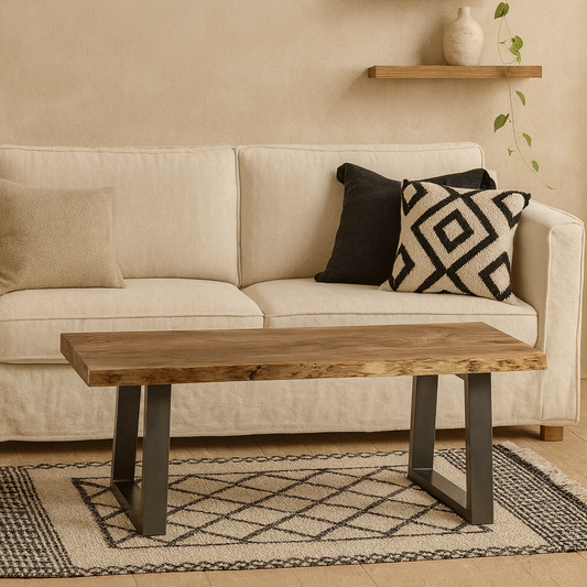Wellington Acacia Wood Live Edge Modern Coffee Table