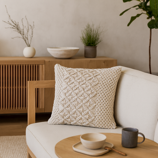 Set of 2 Ploumanac Handwoven Cream Cushions