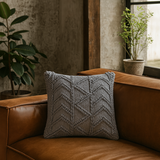 Set of 2 Snowshill Grey Zig Zag Handwoven Cushions Covers