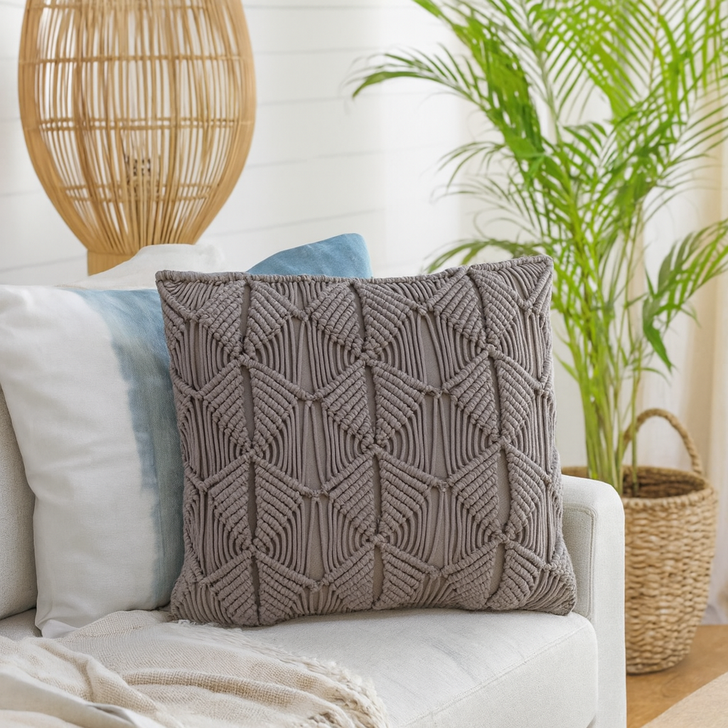 Set of 2 Rochefort Grey  Handwoven Cushion Covers