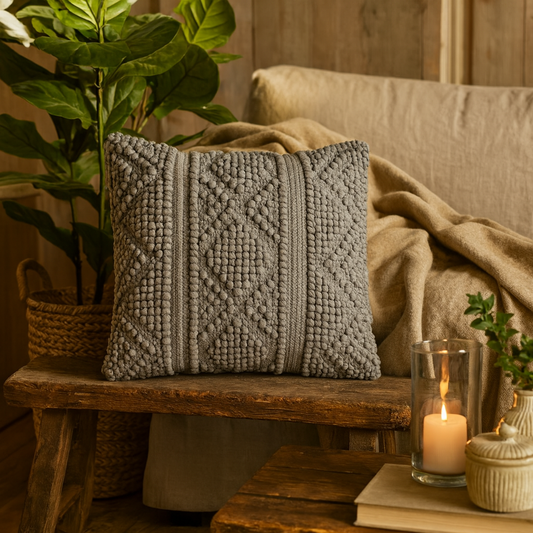 Sarlat Set of 2 Grey Handwoven Cushion Covers
