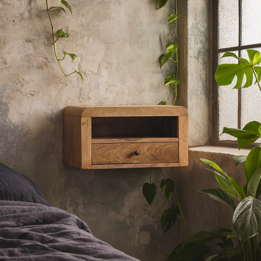 Olbia Chunky Mango Wood Floating Bedside Table